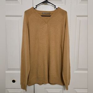 Raffi Mens Tan 100% Cashmere Long Sleeve Sweater Size XL